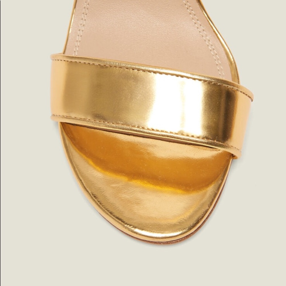 Sandro Adrianne heeled sandals in gold leather - Picture 3 of 8